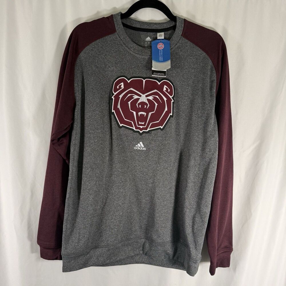 New Missouri State Adidas Crewneck Sweatshirt Men's Large Maroon Gray Fleece